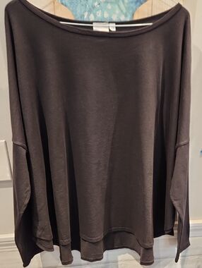 NWT And For Good Women's Sz 1X/2X Loose Black Long-Sleeve Boatneck Top